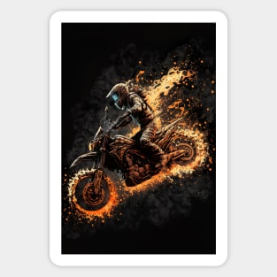 Dirt Bike With Flames Sticker